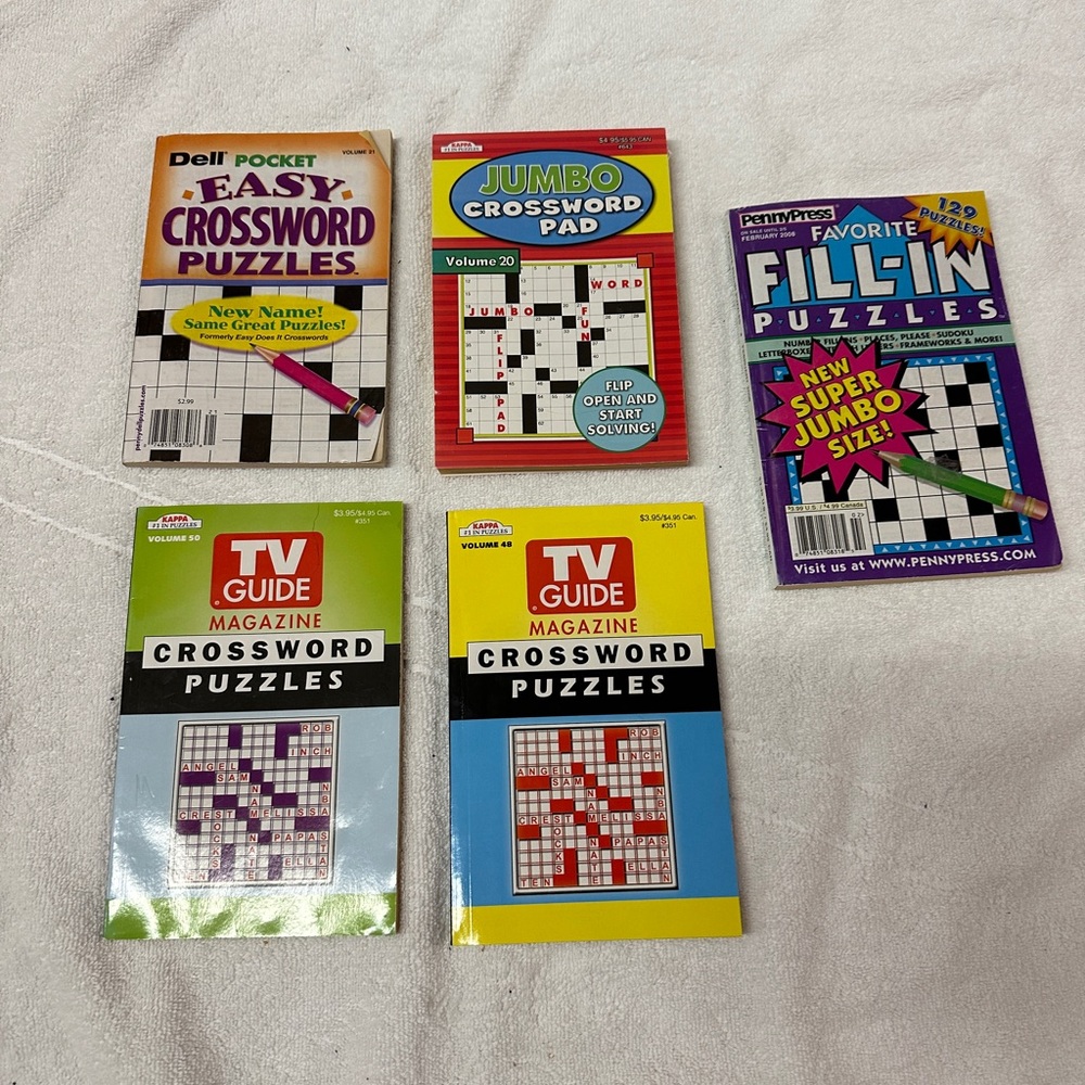 Five Crossword Puzzle Books PRICED TO SELL